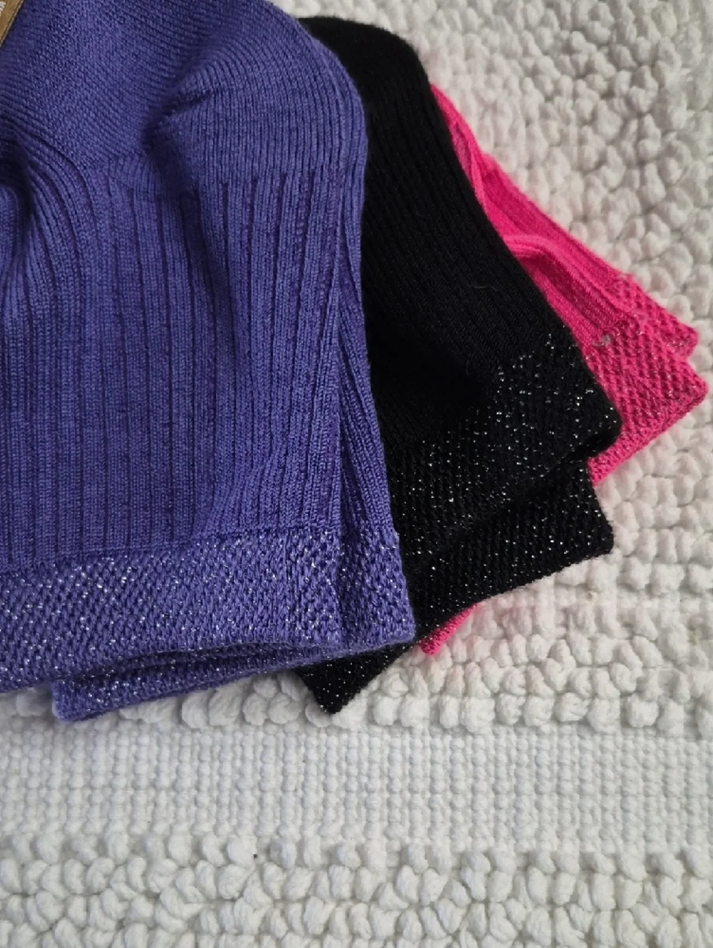 MIX NO.- 6 Pink Purple Black Kids Crew Socks -3 Pack Medium 9-1